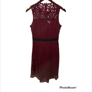 Eva Mendes x New York & Company dark maroon lace dress